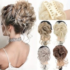 Messy Curly Wavy Hair Bun Claw Clip In Tousled Updo Hair Extensions Curly Wavy Synthetic Hair Bun Scrunchie Hair Piece