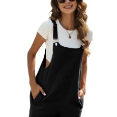 Solid Cami Jumpsuit Casual Sleeveless Comfy Short Length Jumpsuit With Pockets Womens Clothing