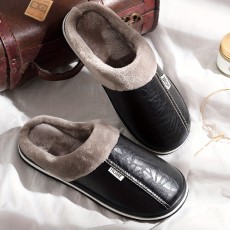 Mens Slippers Home Winter Indoor Warm Shoes Thick Bottom Plush Waterproof House Slippers Classic Men Cotton Shoes