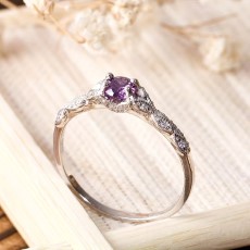 1pc Simple Light Luxury Amethyst Ring For Men Couple Ring Birthday Gift