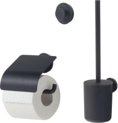 Tiger Urban Toiletaccessoireset Toiletborstel met houder Toiletrolhouder met klep Handdoekhaak Zwart