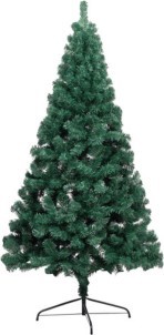 VidaXL Kunstkerstboom met standaard half 150 cm PVC groen