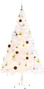 VidaXL Kunstkerstboom met kerstballen en LED 150 cm wit