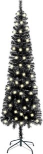 VidaXL Kerstboom met LED smal 180 cm zwart