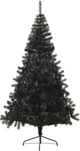 VidaXL Kunstkerstboom met standaard half 210 cm PVC zwart