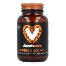 Vitaminstore Super vitamine B12 1500 mcg zuigtabletten met folaat 100 zuigtabletten