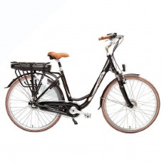 Vogue Elektrische fiets Basic dames Mat Zwart Bruin 47cm N3 468 Watt Mat zwart