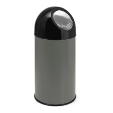 Wesco Afvalbak 40ltr Pushdeksel met onderbak metallic|zwart