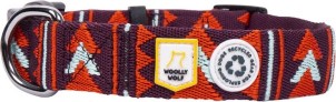 Woolly Wolf Hondenhalsband Explorer paars|oranje|munt Maat 1