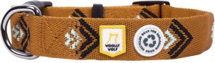 Woolly Wolf Hondenhalsband Explorer oker|zwart|munt Maat 1