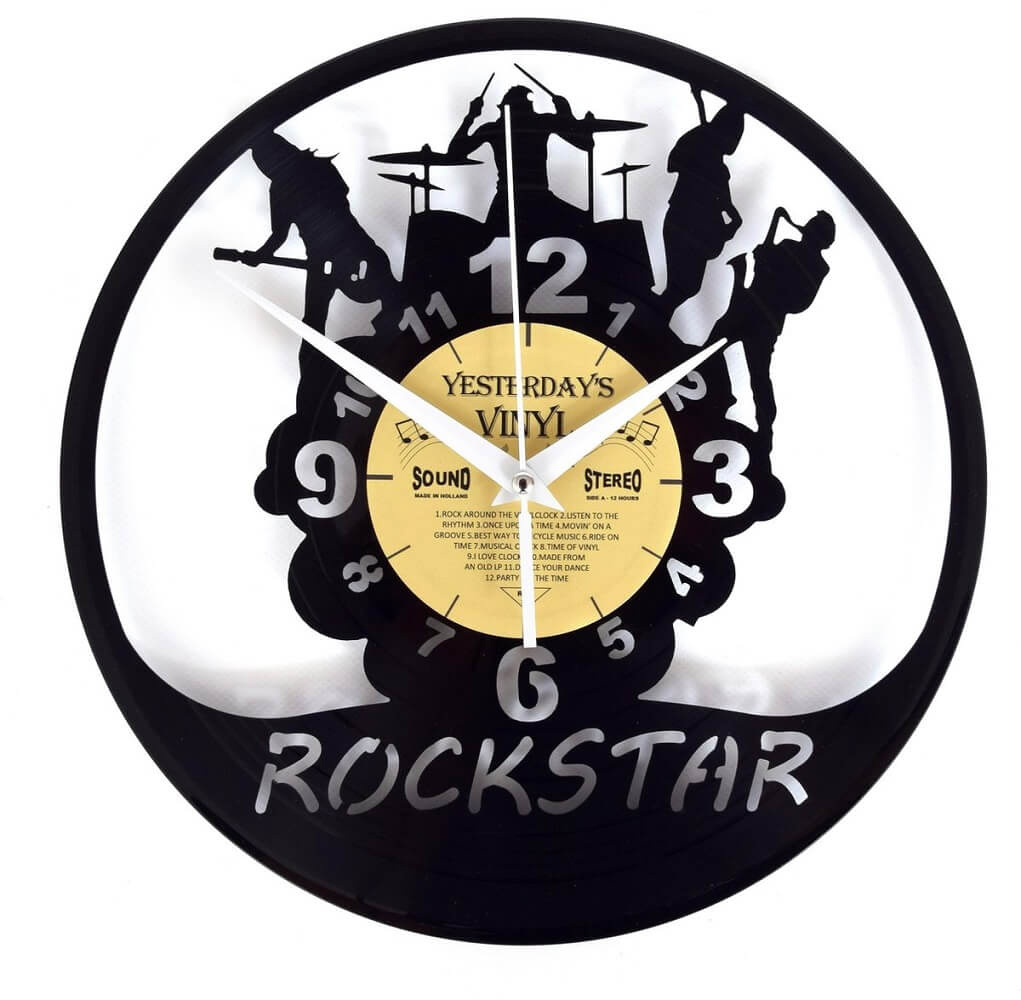Yesterdays Vinyl clock Rock Star van echte LP gemaakt