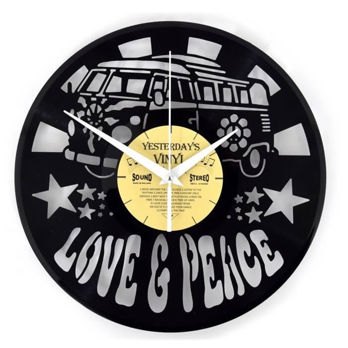 Yesterdays Vinyl wandklok Love en Peace busje