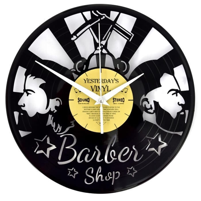 Yesterdays Vinyl klok kapper Barbershop van Gerecyclede Plaat