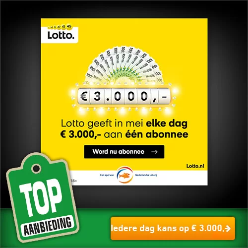 Afstotend Absorberen In zicht Lotto in de maand mei iedere dag één winnaar van € 3.000,-