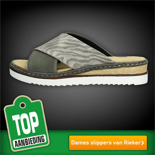 Rieker dames slippers groen koop je online bij Schuurman Schoenen