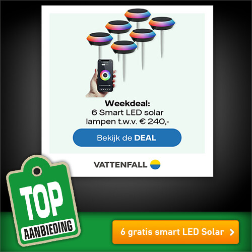 Gratis 6 Smart LED Solar lampen t.w.v. € 239,95 bij Vattenfall