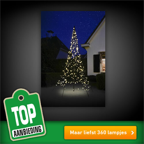 Fairybell 3 meter - Vlaggenmast kerstboom - 360 lampjes - Warm wit